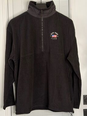 Men’s XXL Half Zip Fleece Embroidered w New York City / US Flag Cozy Oversized